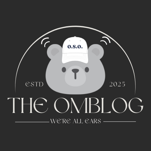 Omblog logo with text here to hear you